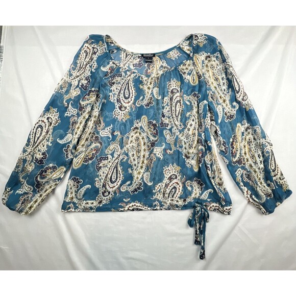 Lucky Brand Tops - Lucky Brand Boho Sheer Paisley Blouse Long Sleeve Large
